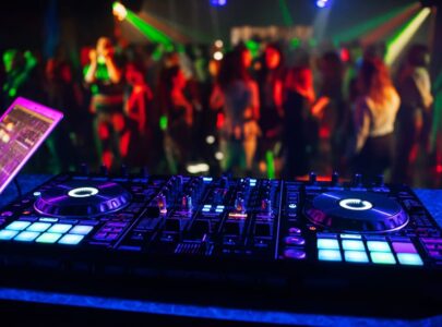 music controller DJ mixer in a night club