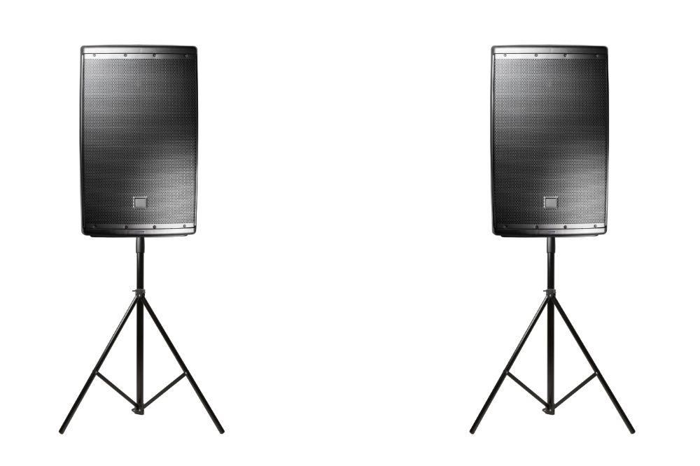 professional audio speakers PA on the tripods
